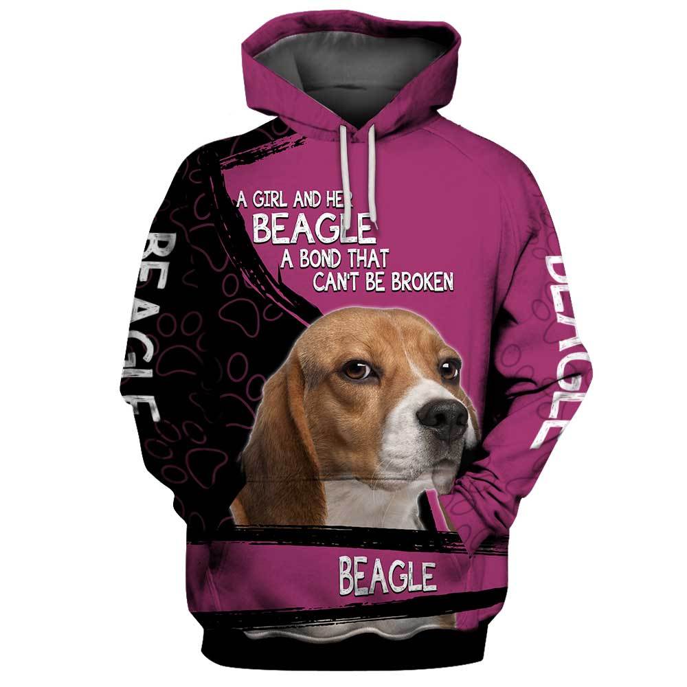 A Girl And Her Beagle 3D Full Printing Hoodie And Unisex Tee