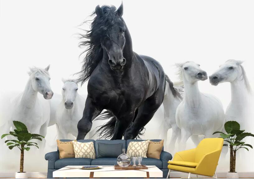 beibehang wallpaper for kids room Simple Mercedes Black and White Horse Wallpaper Background Home Interior Wallpaper Wall 3d alx