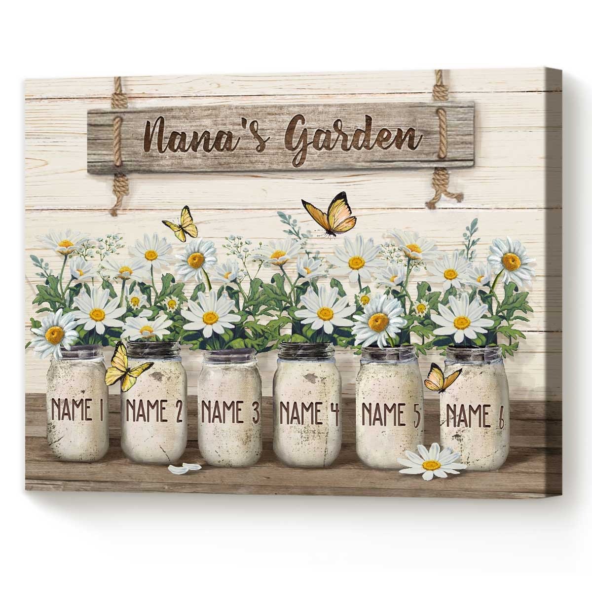 Personalized Daisy Flowers Grandma’S Garden Landscape Canvas For ...