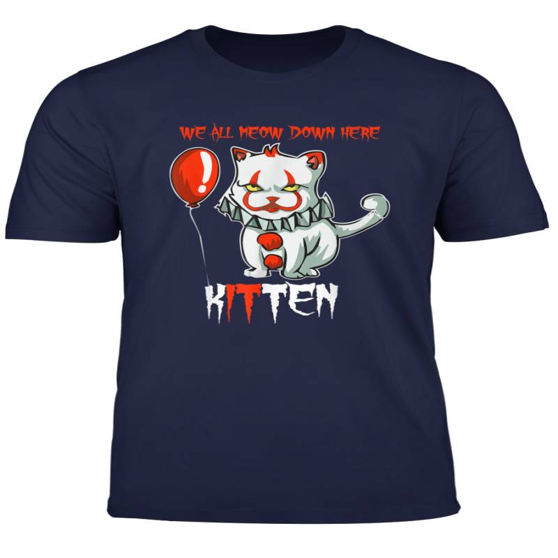 Scary Creepy We All Meow Down Here Clown Cat Kitten T Shirt