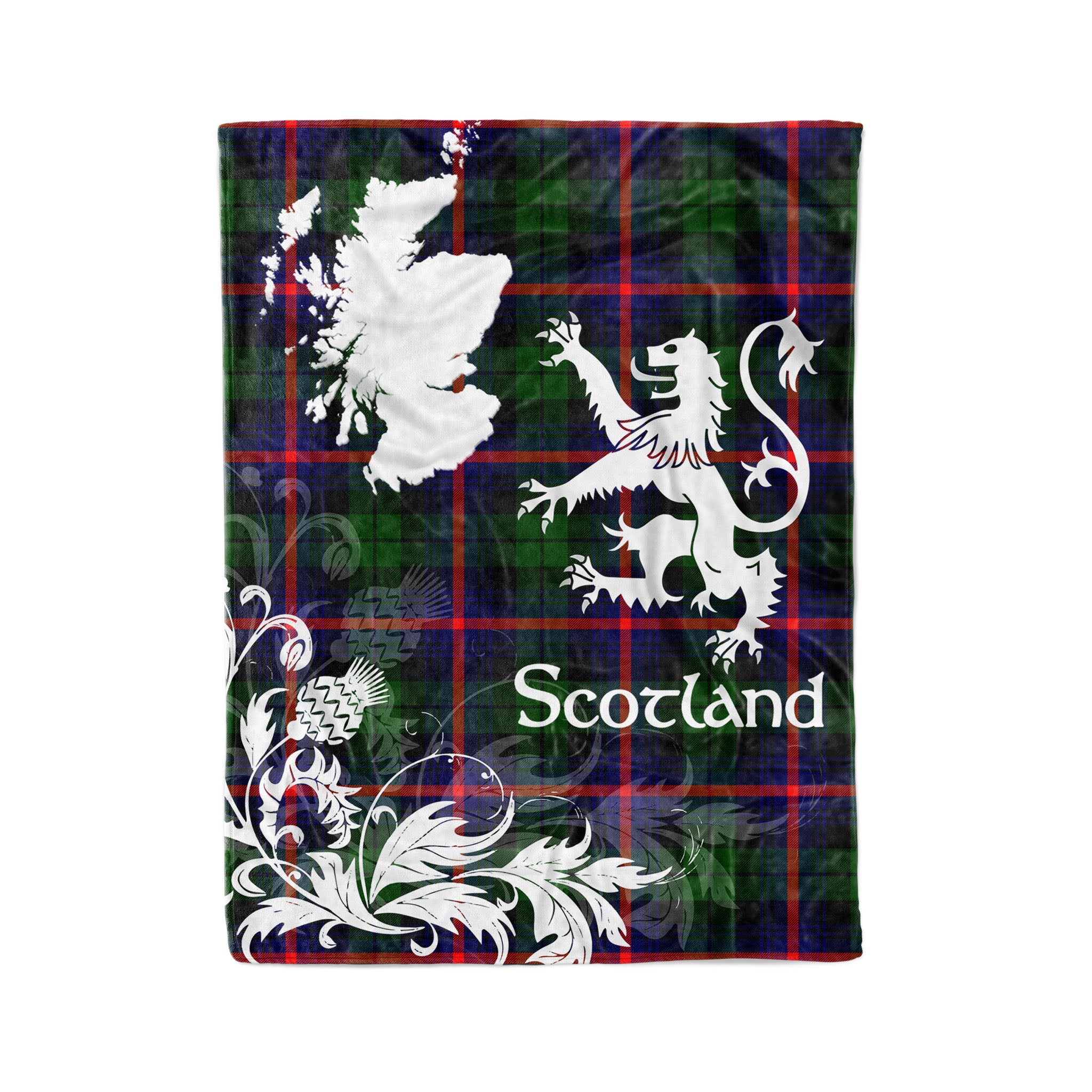 Tartan Plaid Fleece Blanket Tartan Blanket Thistle And Lion Scottish Clan Urquhart Plaid Blanket