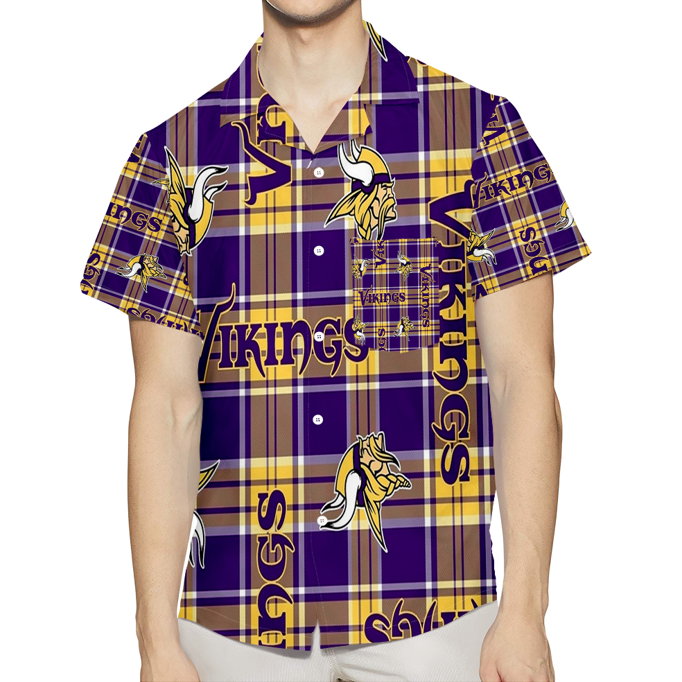 Minnesota Vikings Emblem V12 3D All Over Print Summer Beach Hawaiian Shirt With Pocket