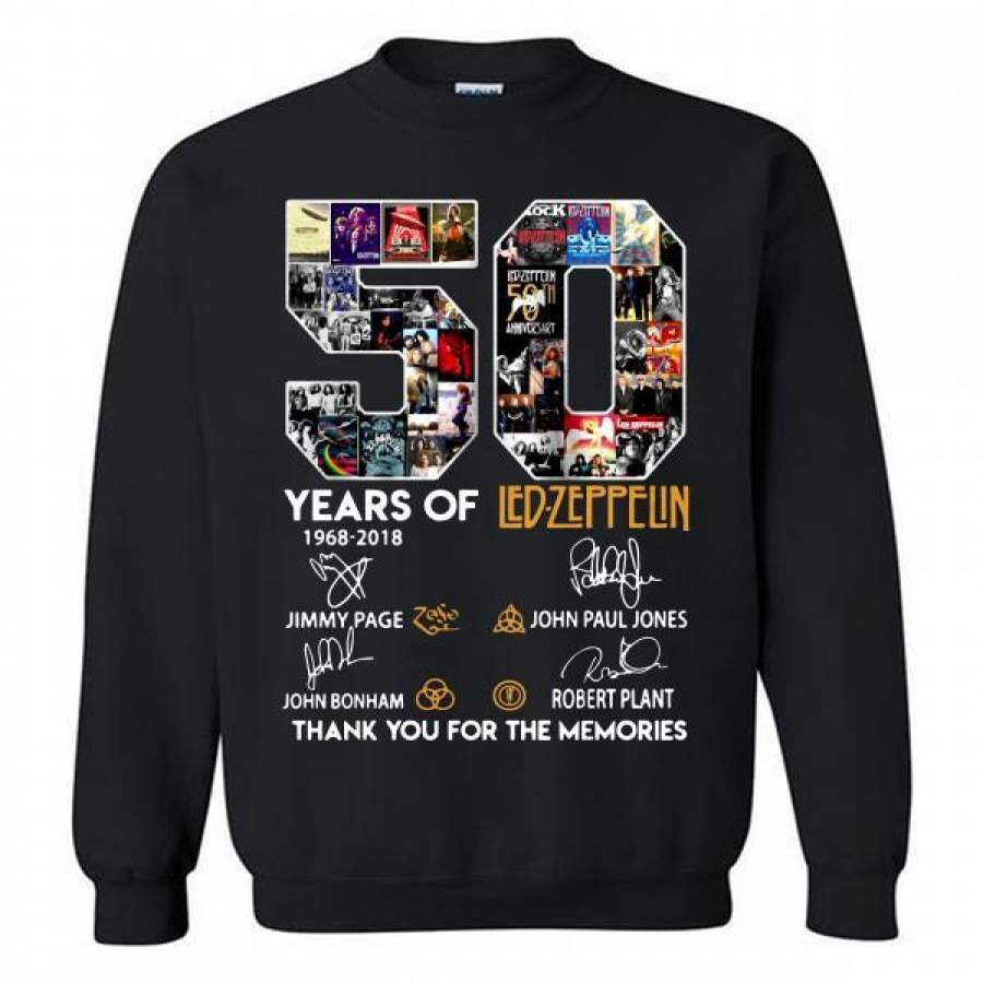 50 Years Of Led Zeppelin Thank You For The Memories signature Crewneck Sweatshirt