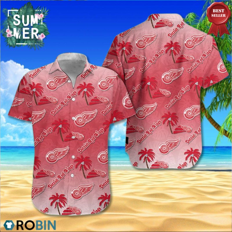 Detroit Red Wings Team Aop Hawaiian Shirt