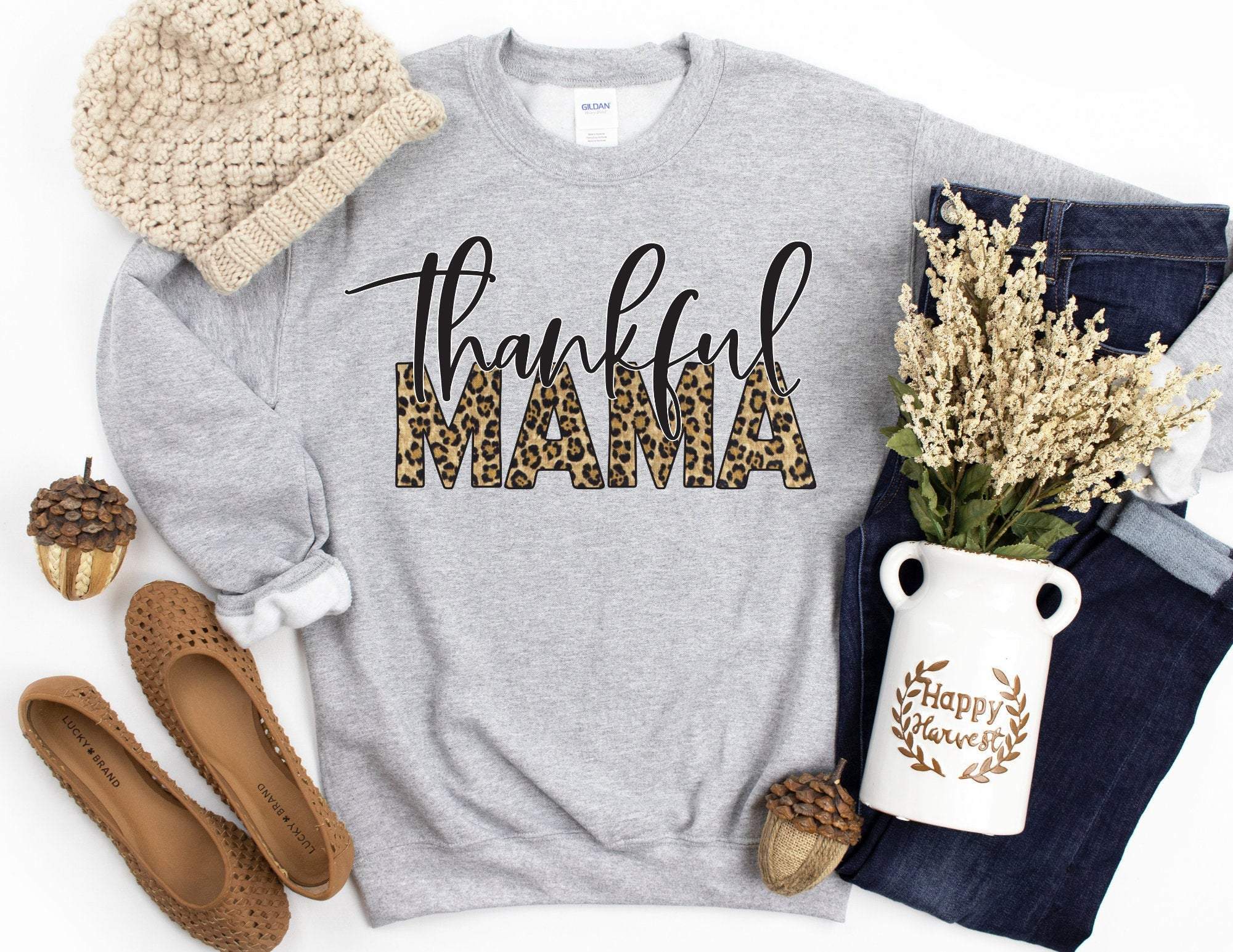 Thankful Mama Leopard Sweatshirt, Fall Mama Sweatshirt, Gift For Mom, Blessed Mama Sweatshirt, Motherhood Shirt T-Shirt Hoodie All Color Size S-5Xl