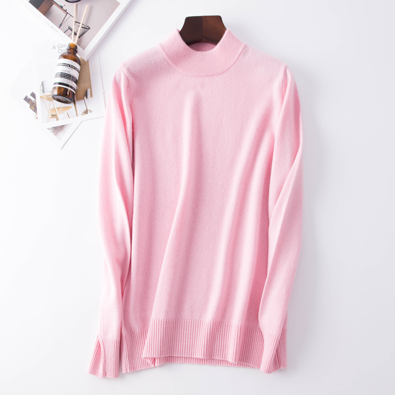 2022 cashmere blended knit top turtleneck sweater female autumn and winter pullover women long sleeve solid color large size alx