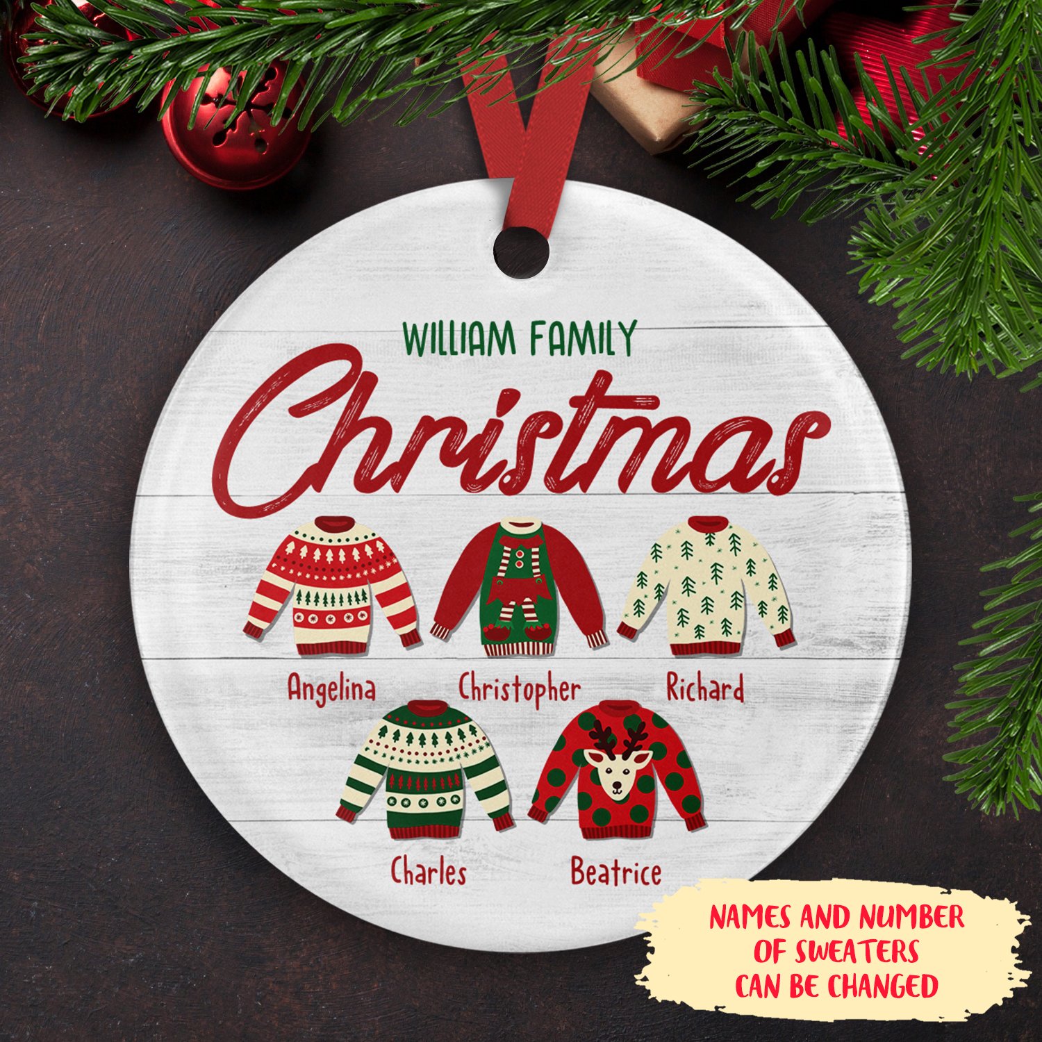 Sweater Family – Personalized Ceramic Christmas Ornaments