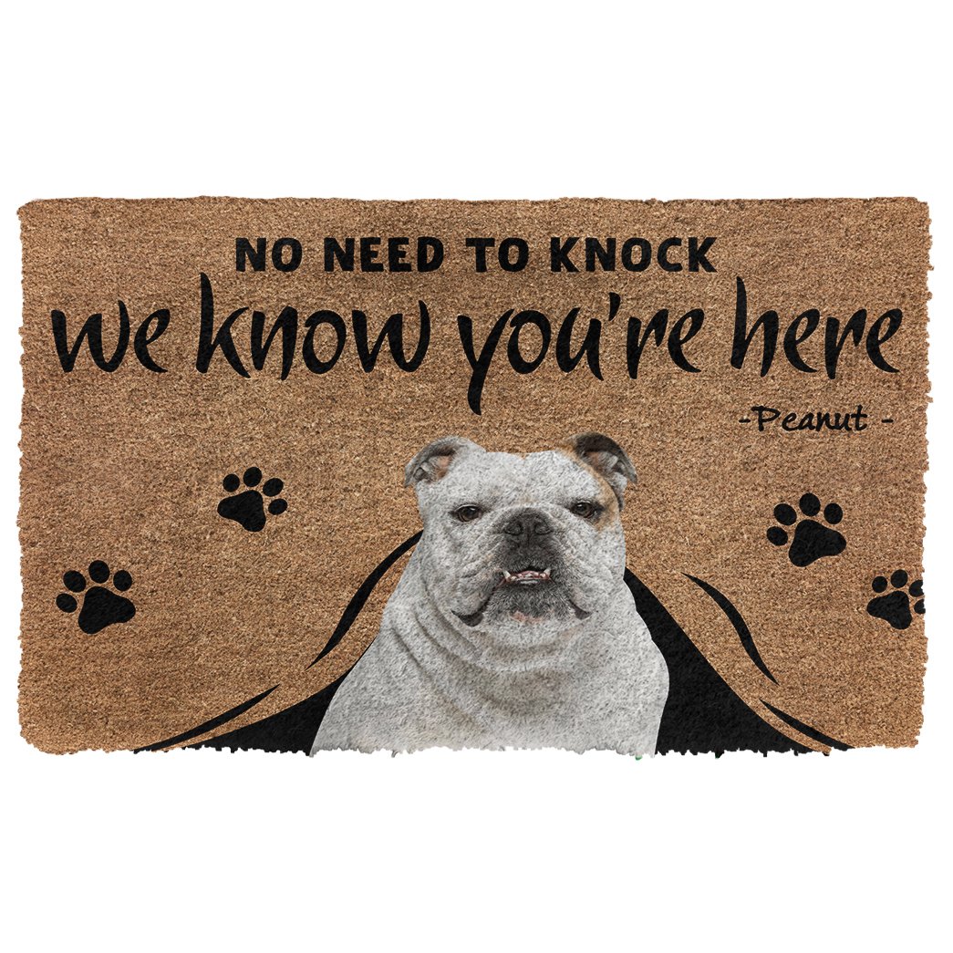 Gearhumans 3D No Need To Knock Dog Custom Photo Custom Name Doormat