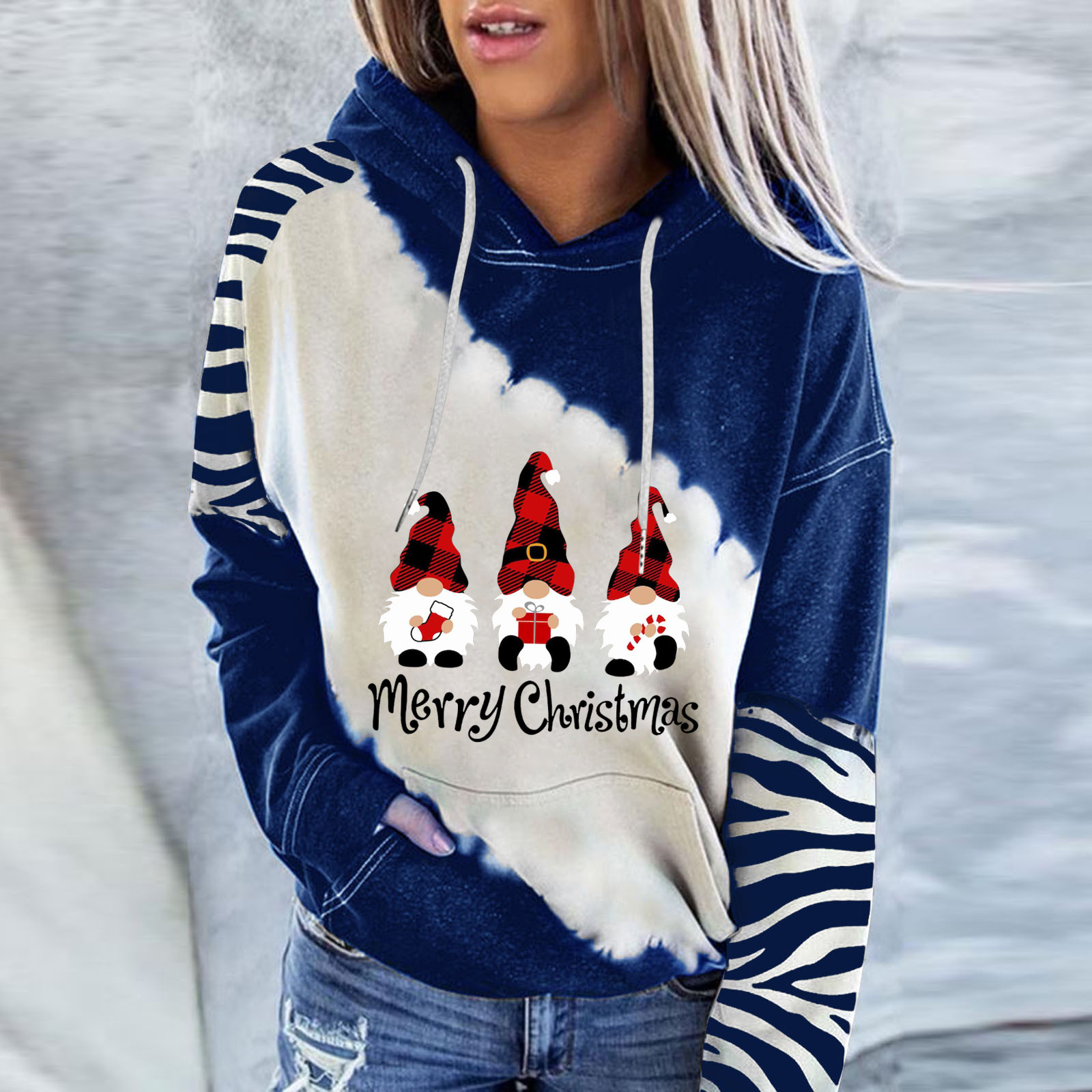 Christmas Day Couples Matching Sweatshirts Women’s Cute Santa Print Harajuku Hoodies Long Sleeve Tops Pullovers Sudadera alx