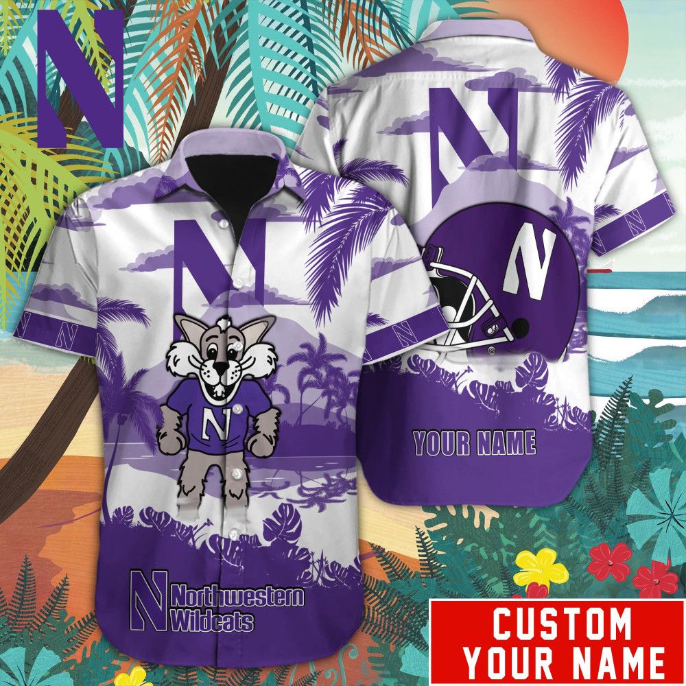 NCCA Northwestern Wildcats Custom Name Mascot Trendy Hawaiian Shirt Aloha Shirt