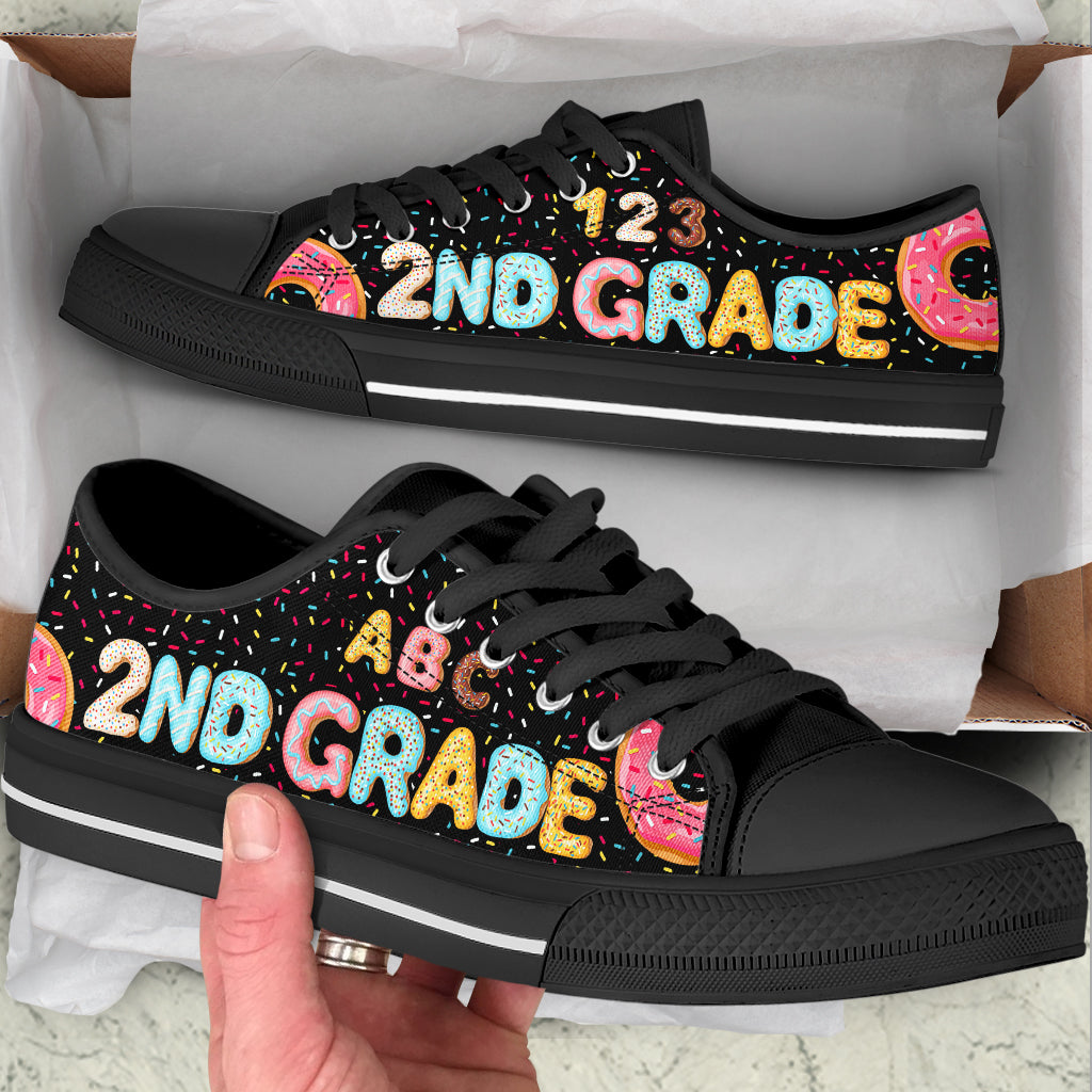 2Nd Grade Teacher Low Top Shoes Canvas Shoes School Shoes Donut Icing Low Top