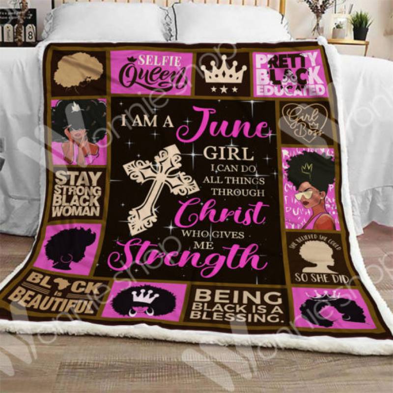 June Black Women Sherpa Blanket OCT1012 77O35