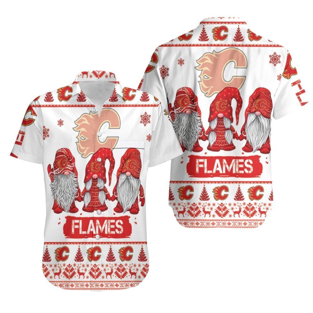 Beach Shirt Christmas Gnomes Calgary Flames Ugly Sweatshirt Christmas 3D Hawaiian Shirt