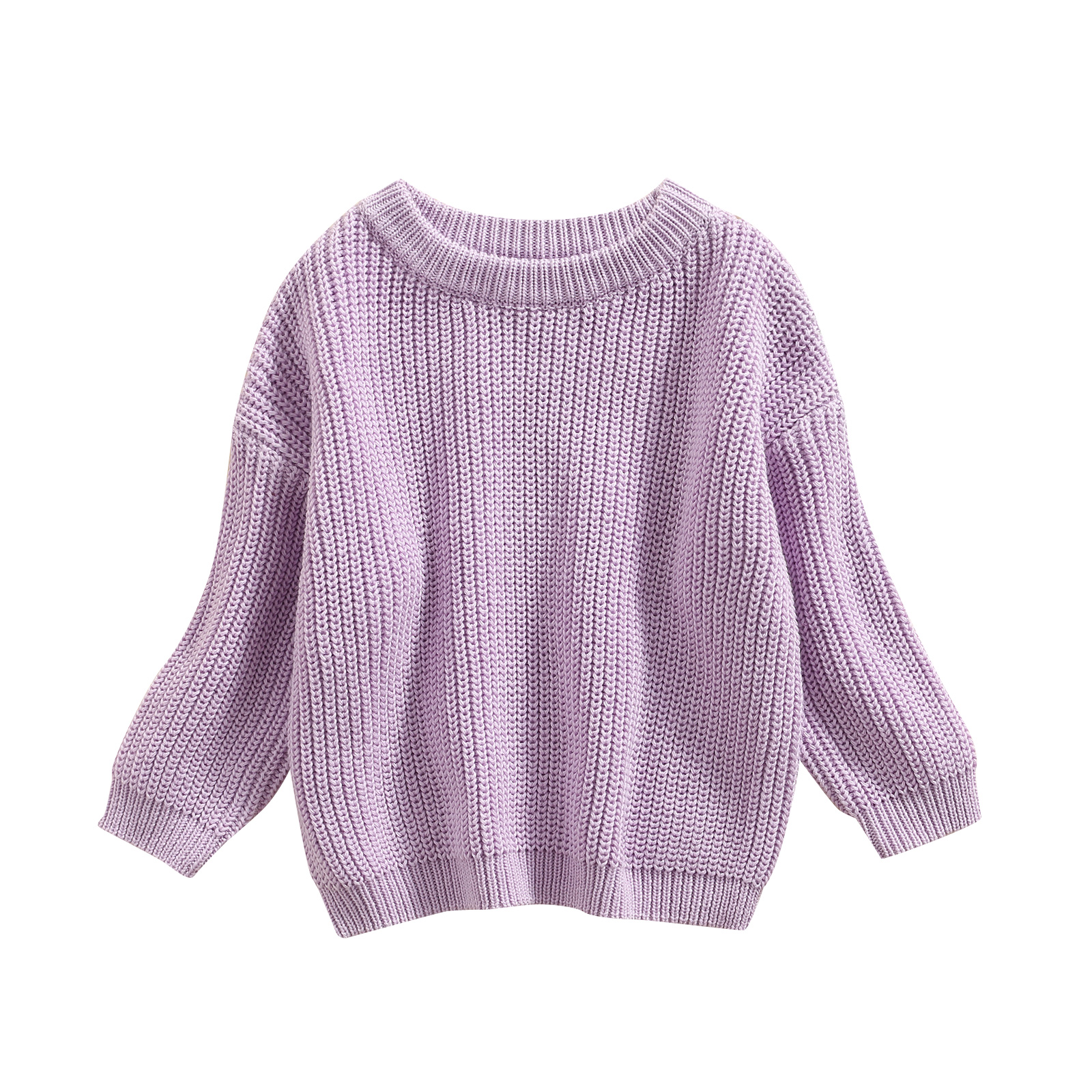 6M-5Years Toddler Baby Round Neck Sweaters, Winter Warm Long Sleeve Candy Color Knit Pullovers alx