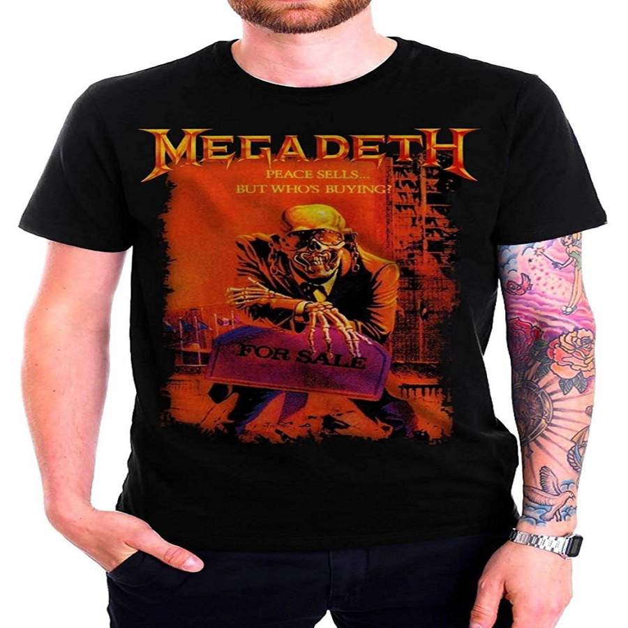 Megadeth Skull Peace Sells T Shirt American Heavy Metal Band Men’S Punk T-Shirt