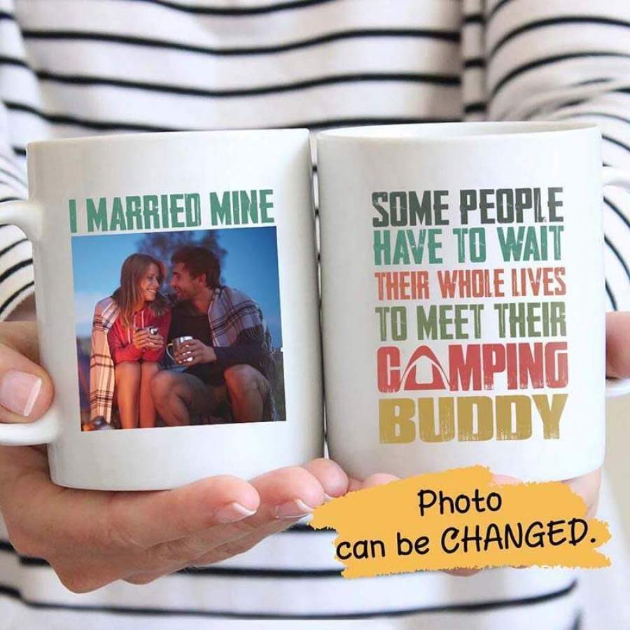 Married My Camping Buddy Photo Personalized Mug