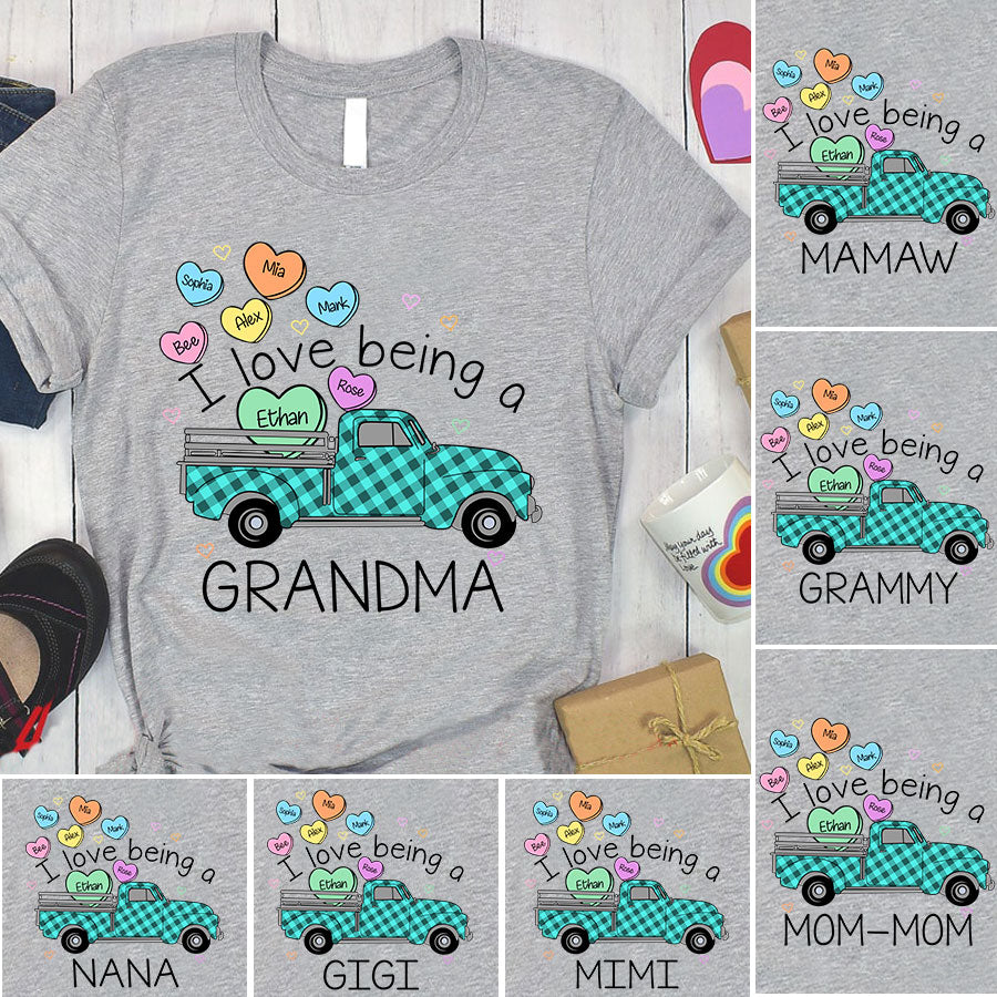 I Love Being A Grandma Truck Heart Colorful T-Shirt