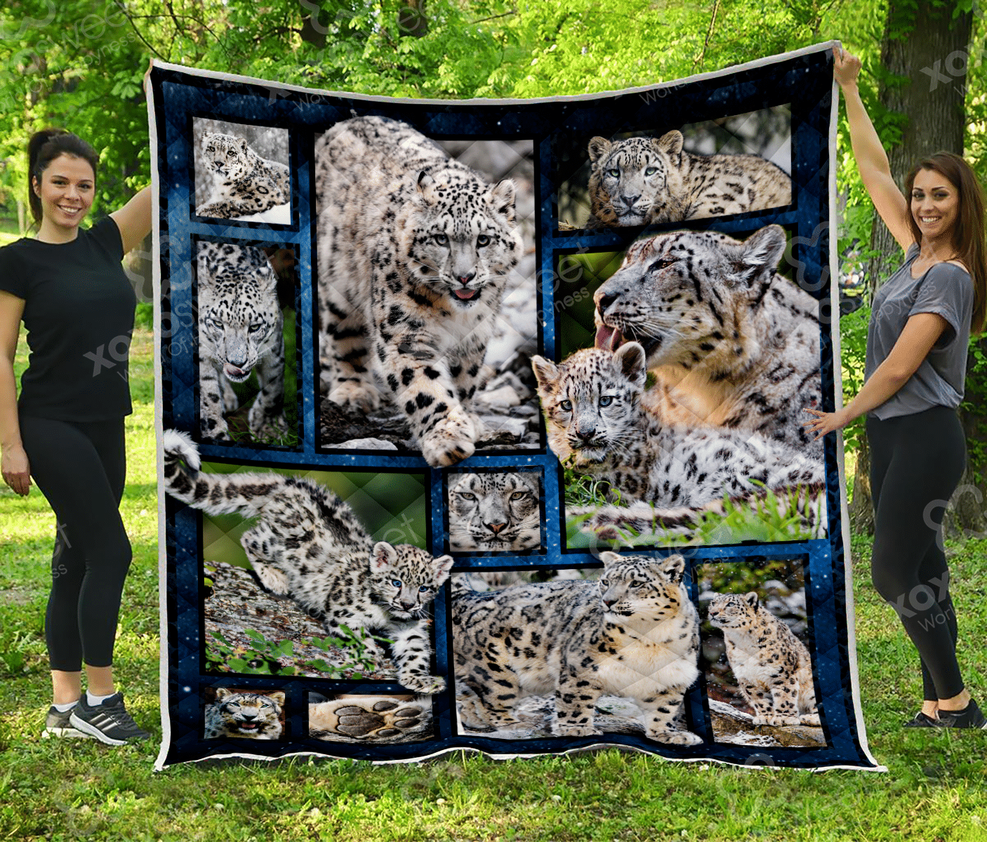 Snow Leopard And Leopard Baby Quilt Blanket Great Customized Gifts For Birthday Christmas Thanksgiving Perfect Gifts For Leopard Lover