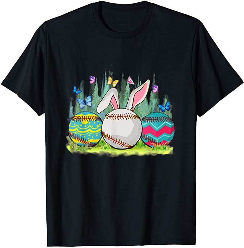 Cute Baseball Easter Egg Bunny Shirt For Kids Boys Toddler T-Shirt