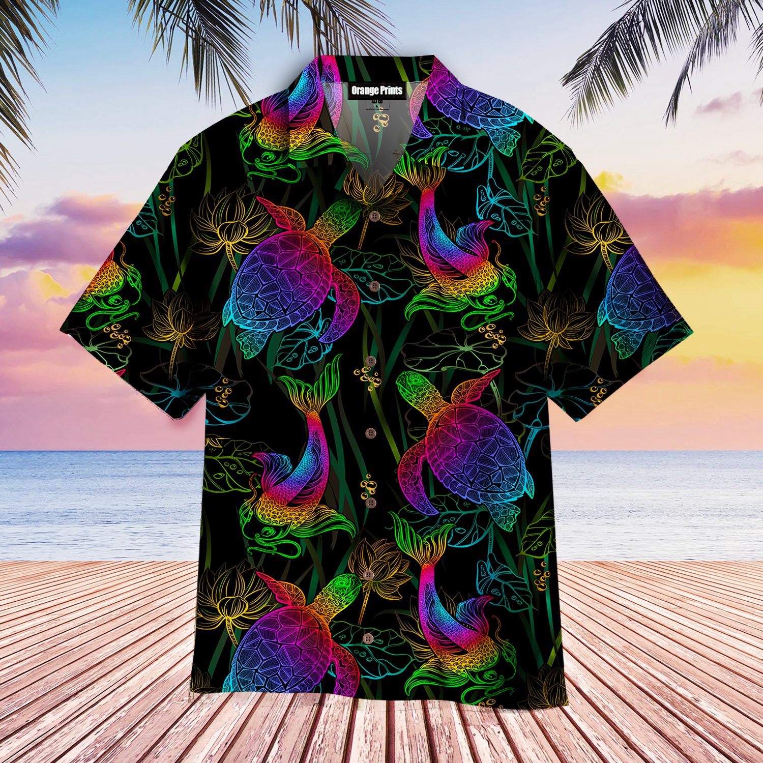 Sea Turtle Neon Aloha Hawaii Shirts For Men Women Ha16239