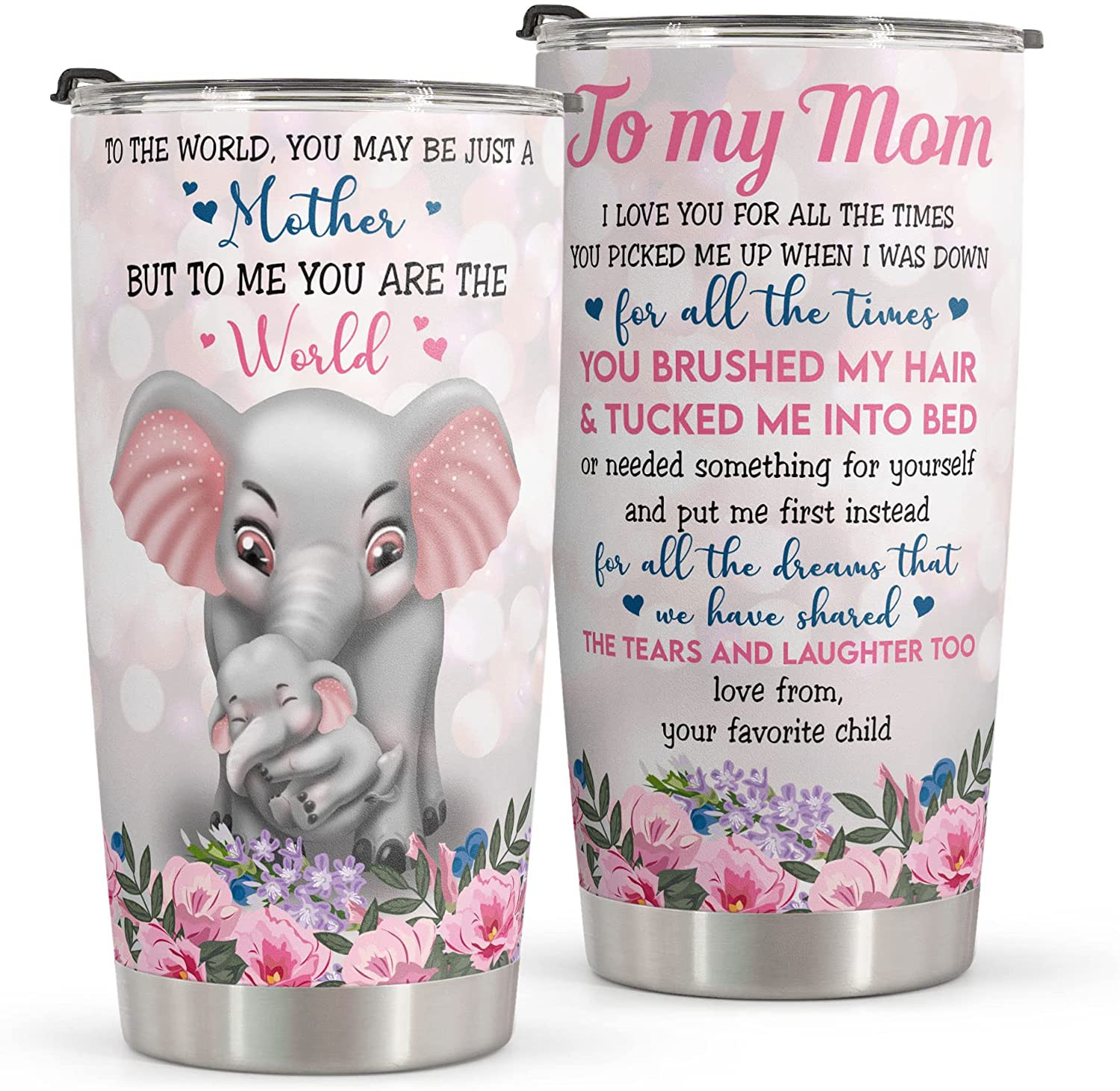 Mothers Day Gifts – Birthday Gifts For Mom  Mothers Day Gifts From Daughter – Mom Gifts From Kids Mothers Day Gifts – Stainless Steel Elephant Tumbler 20Oz Mom Birthday Gifts From Daughter