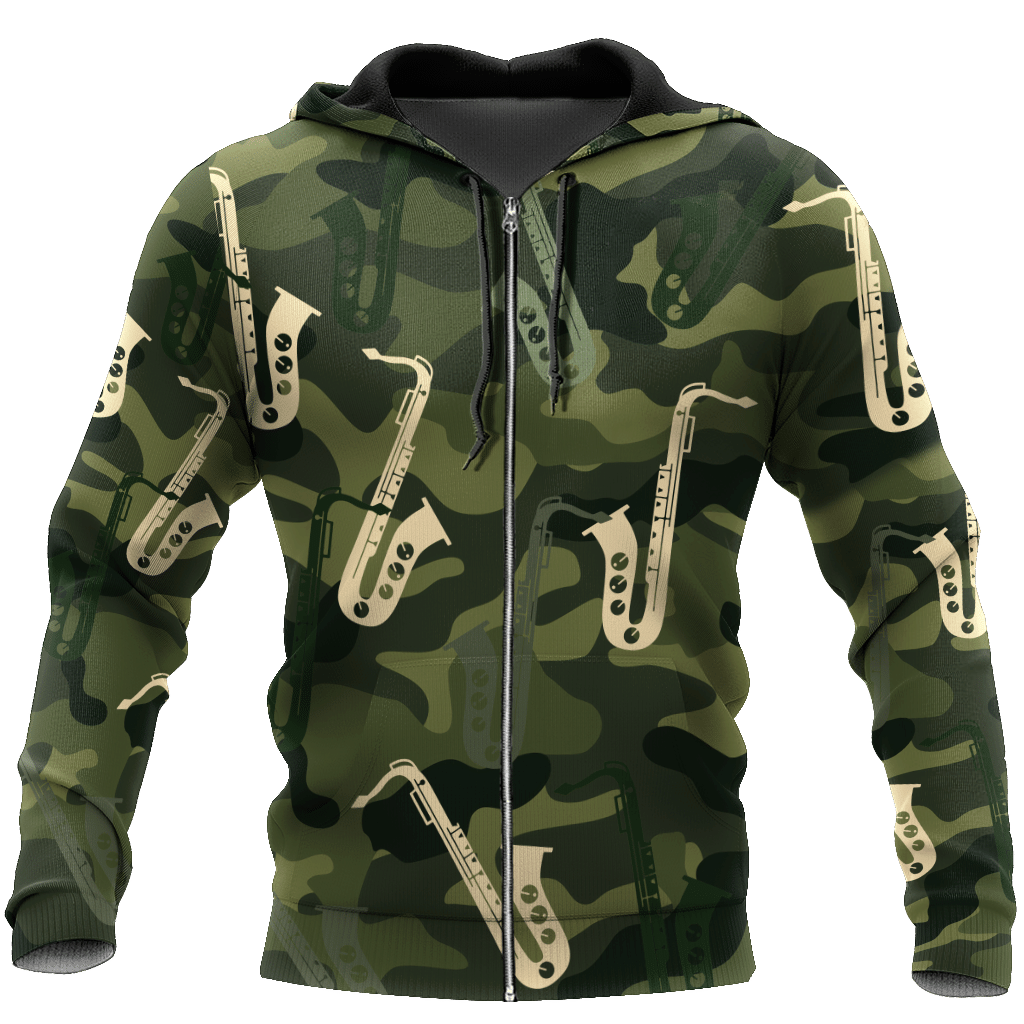 Saxophone Music 3D Zip Up Hoodie Shirt For Men And Women