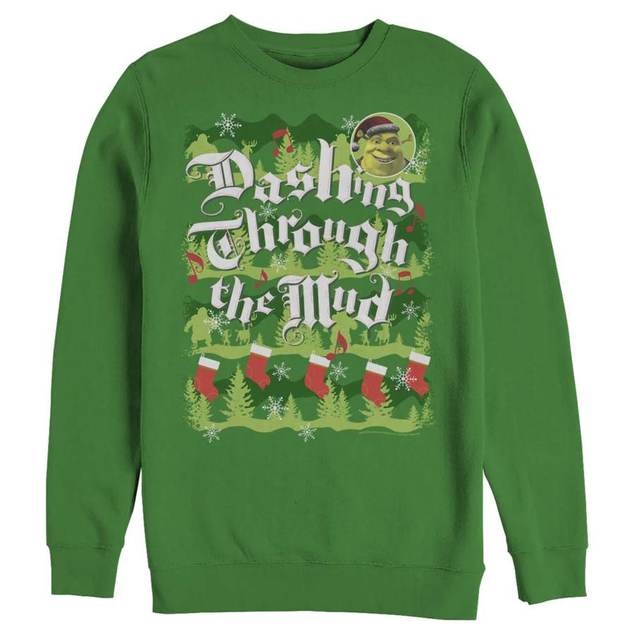 Shrek Men’s Christmas Dashing Through Mud  Sweatshirt