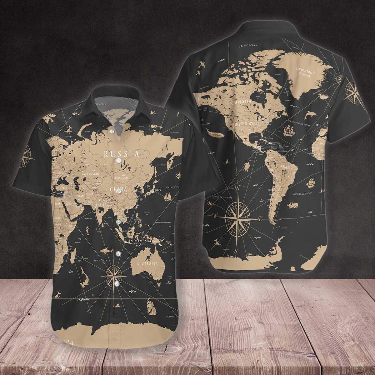 World Map Vintage Hawaiian Shirt | Unisex | Adult | Hw2614