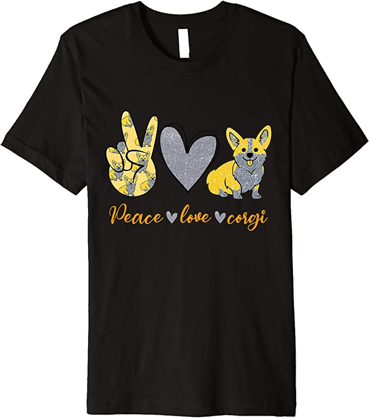 Peace Love Corgi Shirt Dog Lover Pet Owner Puppy Cute Gifts Premium T-Shirt