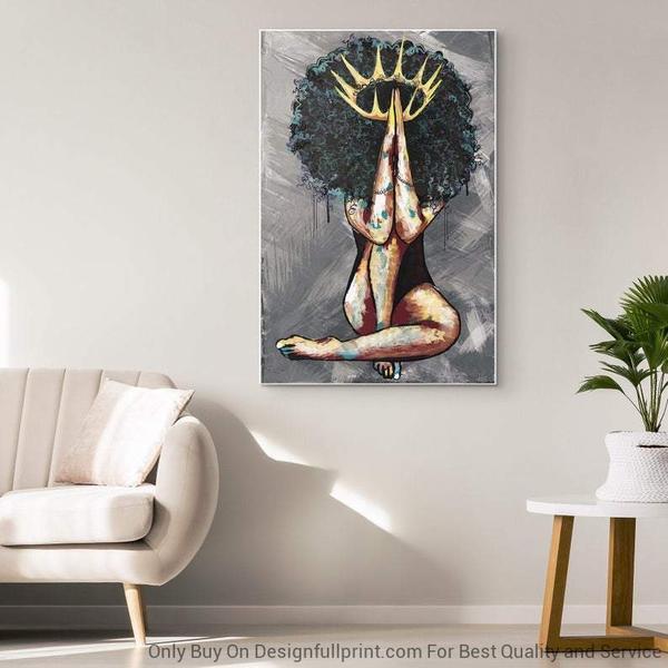 Black Queen Girl Art Canvas Ln Proud To Be Black Poster And Canvas, Wall Decor, Wall Art, Canvas Instructure