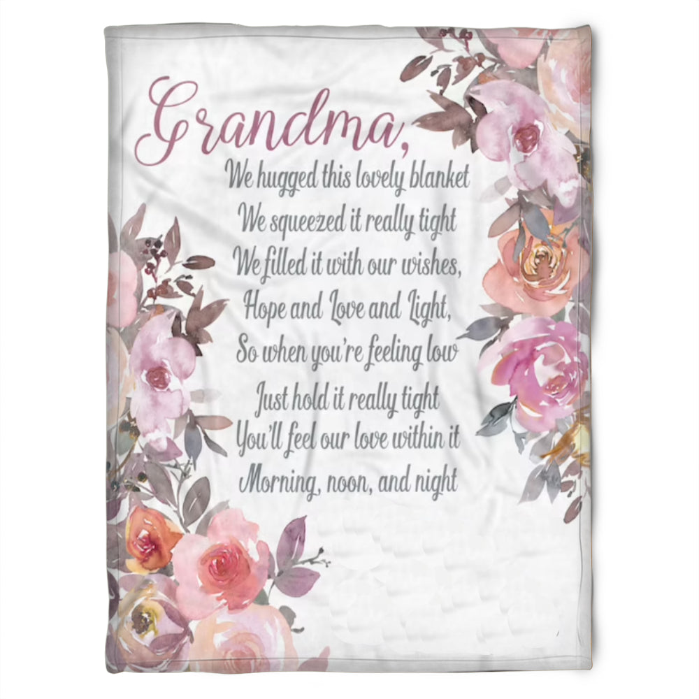 To My Grandma Just Hold It Really Tight Fleece Blanket Gift For Grandparents Gift From Granddaughter Gift For Grandson Home Decor Bedding Couch Sofa Soft And Comfy Cozy