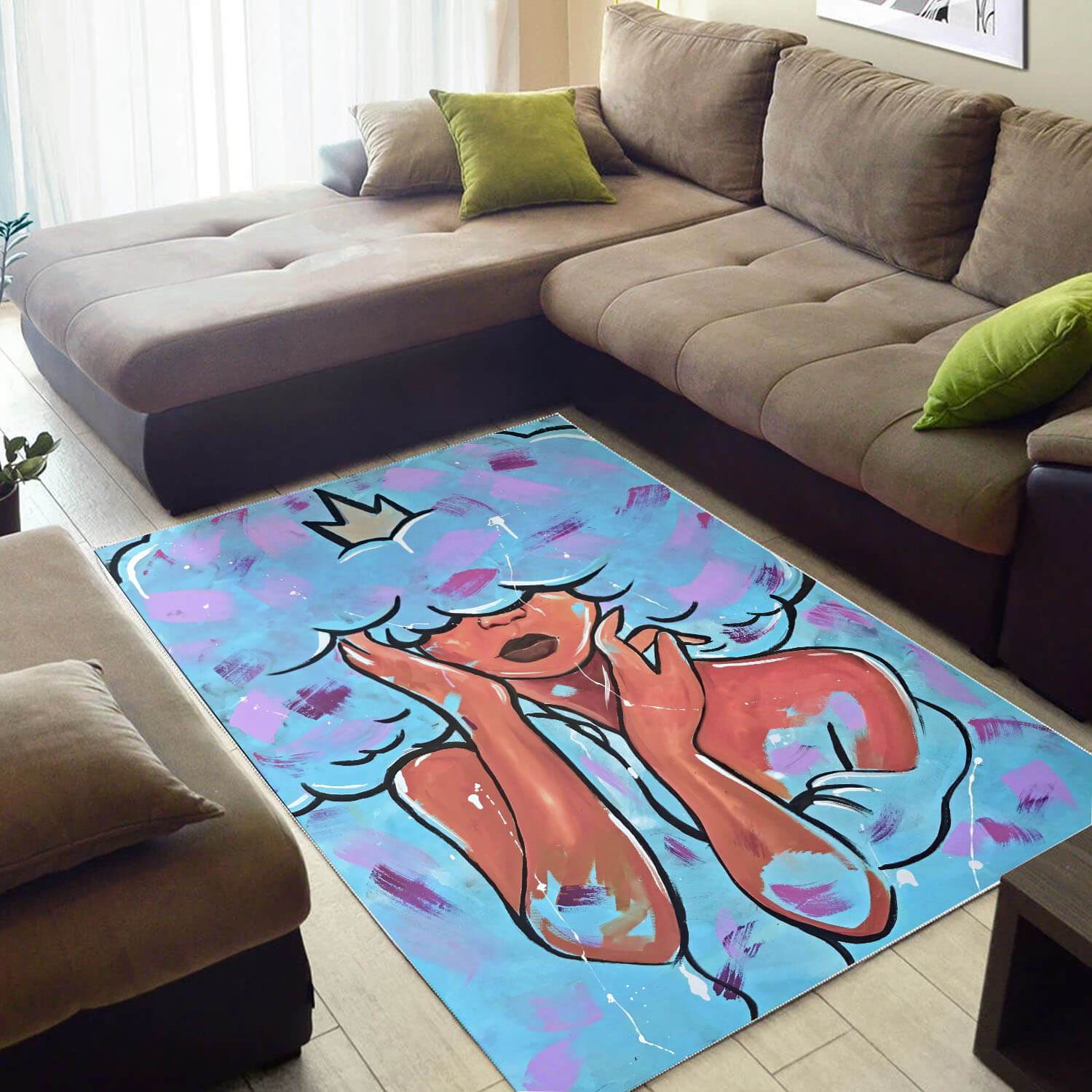 Afrocentric Rugs Beautiful Melanin Afro Girl African Print Floor Rug African Themed Rooms Ideas WBG04418