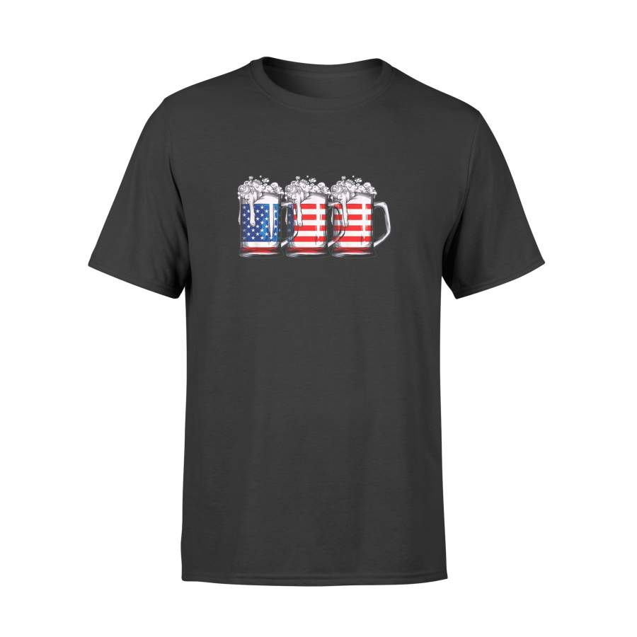 4th of July Shirts for Men Beer American Flag Shirt – Standard T-shirt