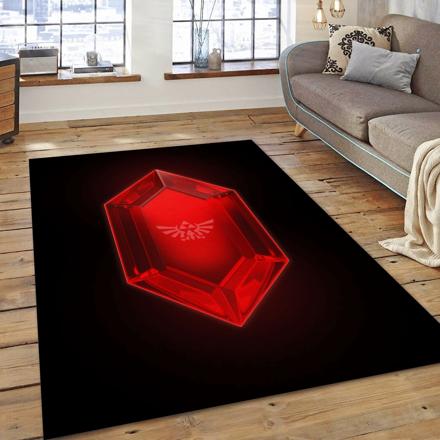 Red Rupee Gaming Area Rug, Living Room Rug – Christmas Gift Us Decor