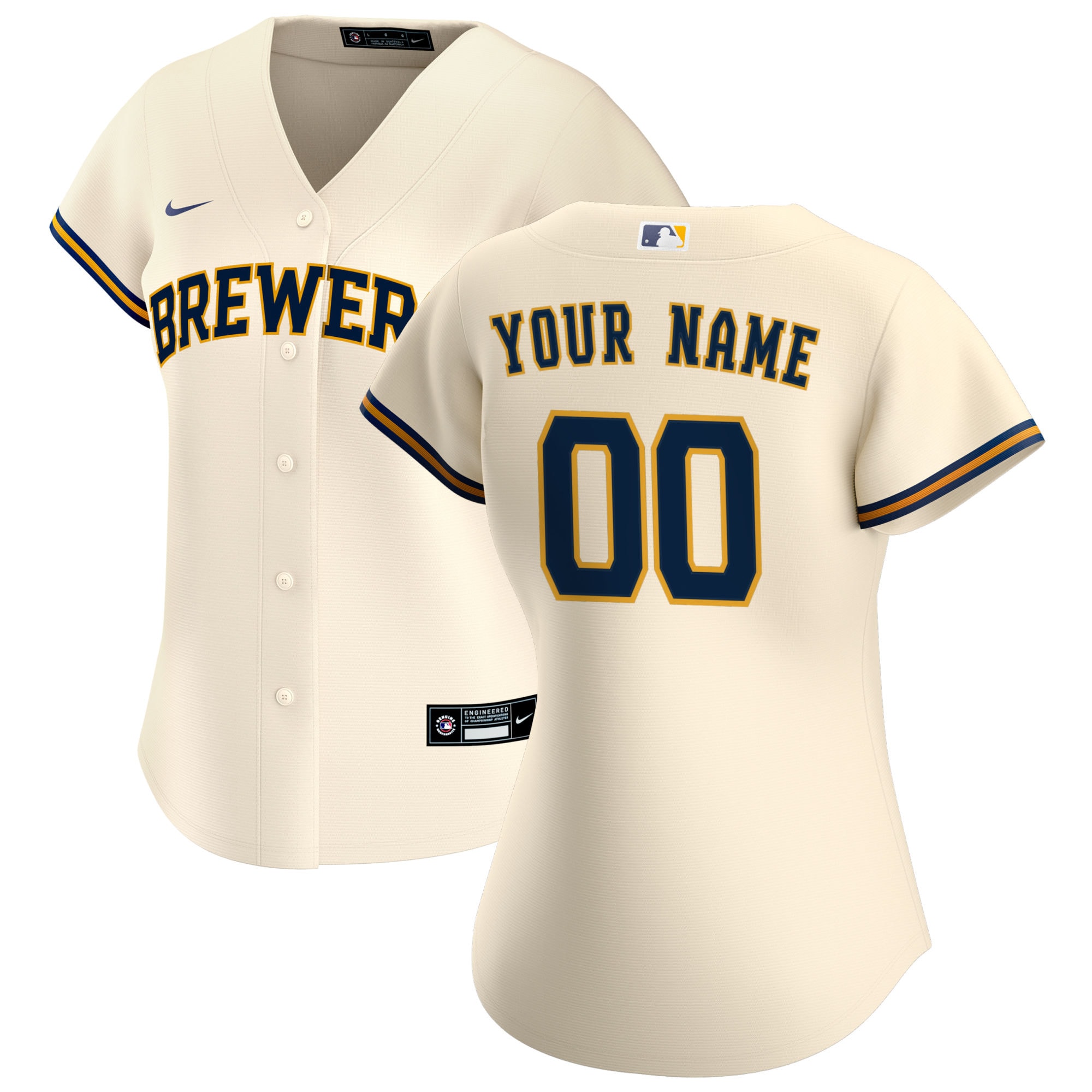 Women’s Milwaukee Brewers Cream Home Custom Jersey