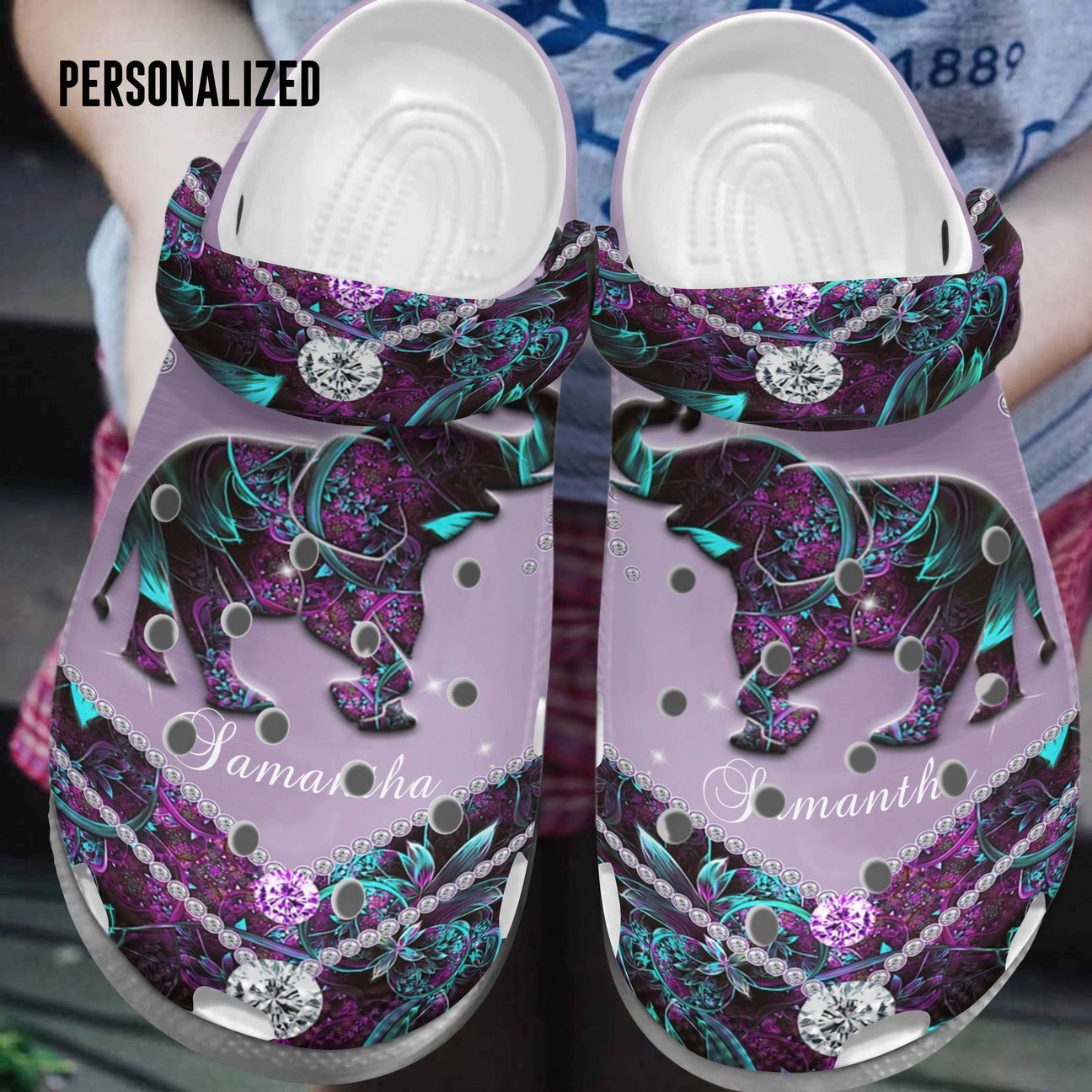 Elephant Personalized Personalize Clog, Custom Name, Text, Fashion Style For Women, Men, Kid, Print 3D Purple Elephant