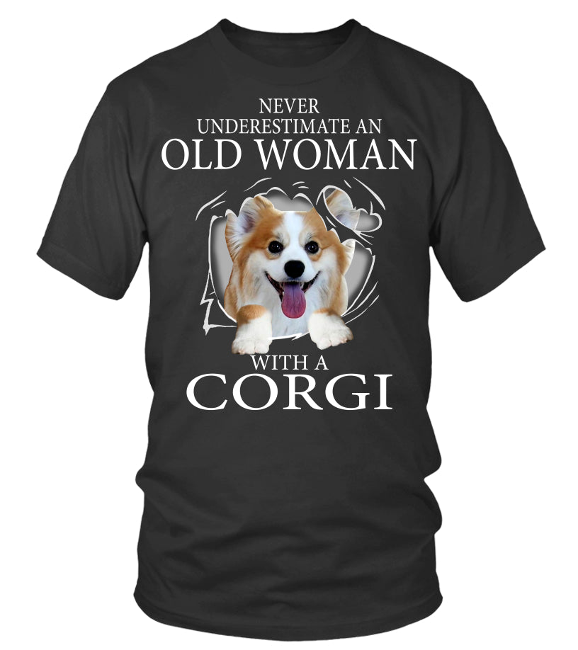 Never Underestimate An Old Woman With A Corgi Gift Women Dog Lovers T shirt