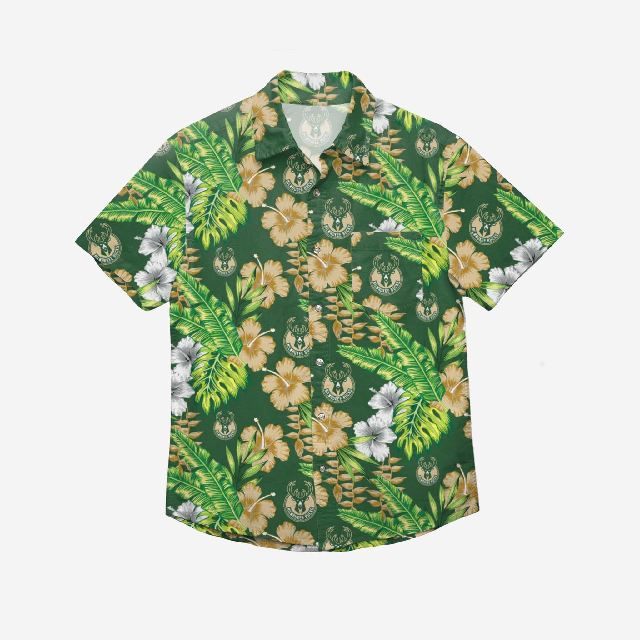 Milwaukee Bucks Floral Button Up Hawaii Shirt Ha98066