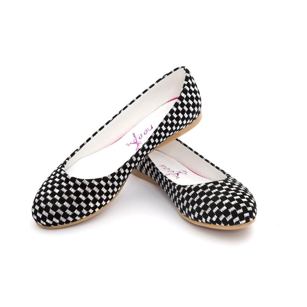 Black And White Squares Ballerinas Shoes Nfs204