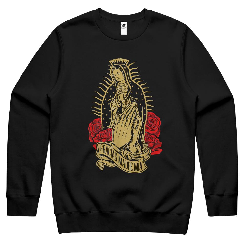 Our Lady Virgen De Guadalupe Virgin Mary Gracias Madre Mia Crewneck Sweatshirt