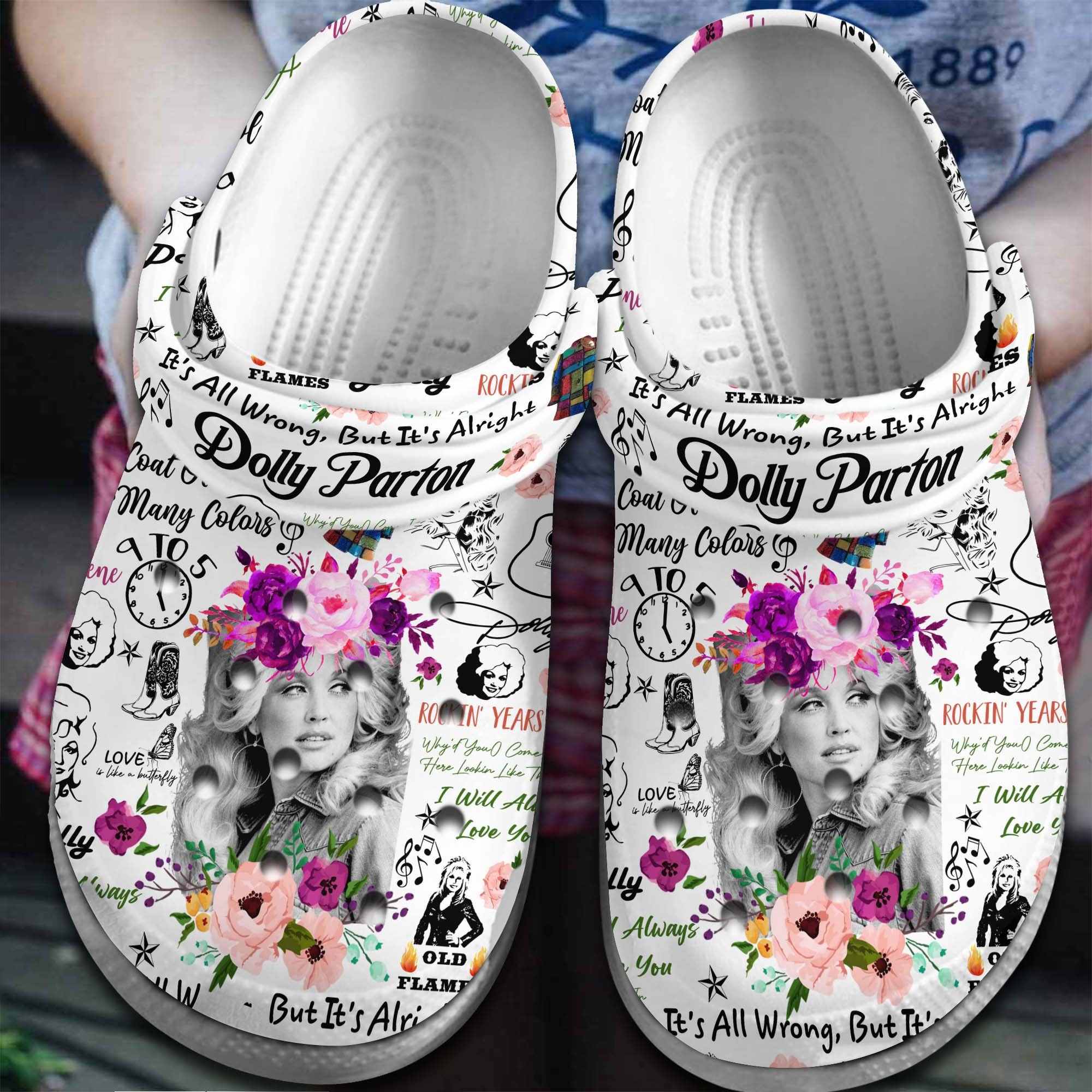 Dolly Parton Music Crocs Crocband Clogs Shoes Comfortable For Men Women and Kids 9