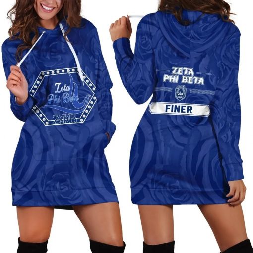 Zeta Phi Beta 1920 Blue Rose Background Hoodie Dress