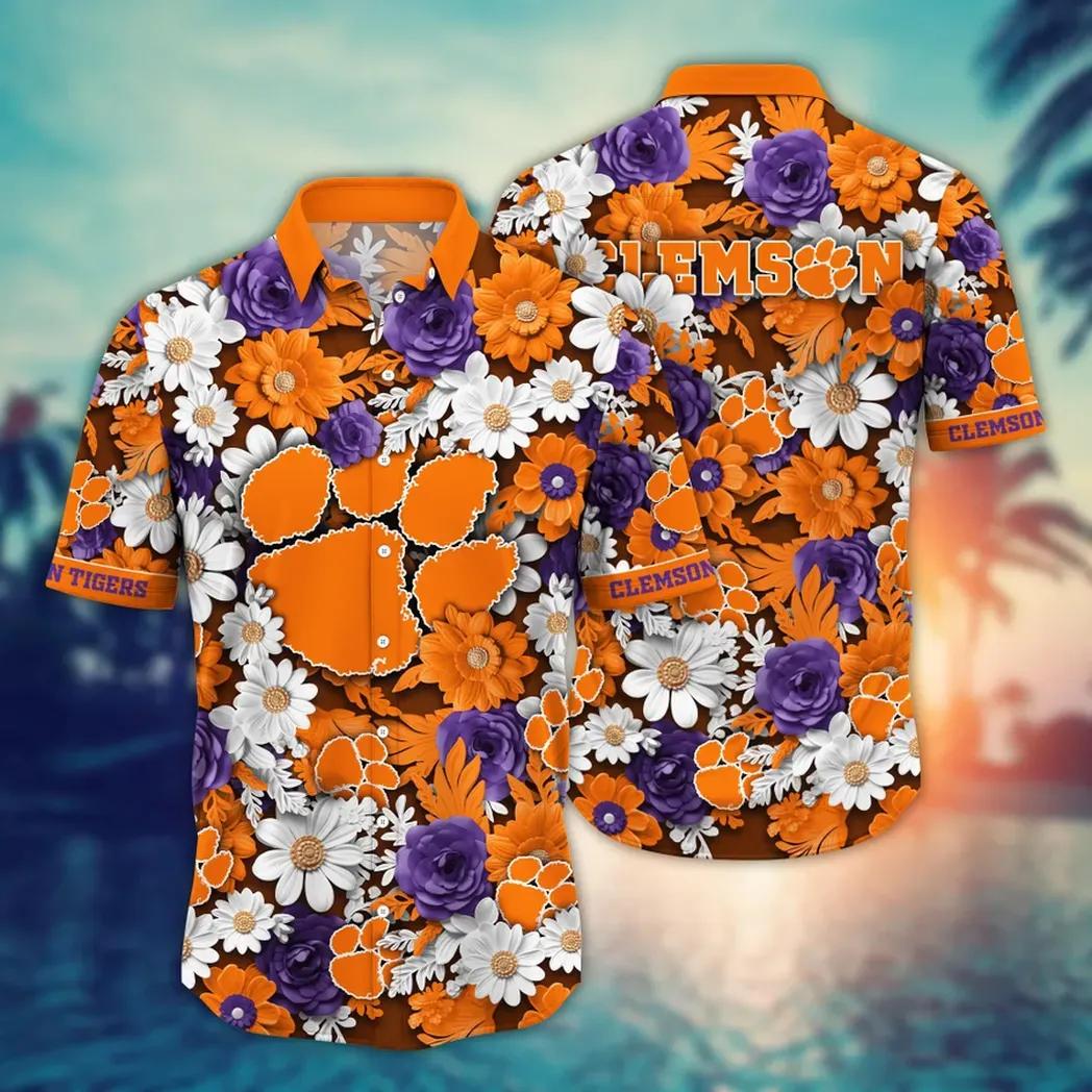 Clemson Tigers Ncaa Flower Aloha Hawaiian Shirt 6, Ncaa Hawaiian Shirt
