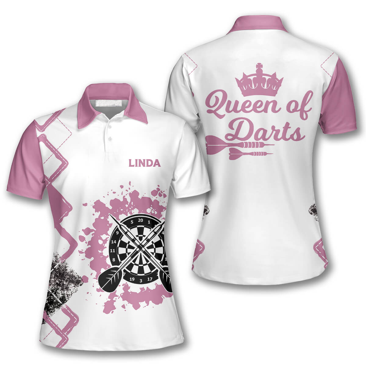 Personalized Queen Of Darts Custom Darts Polo Shirts For Women