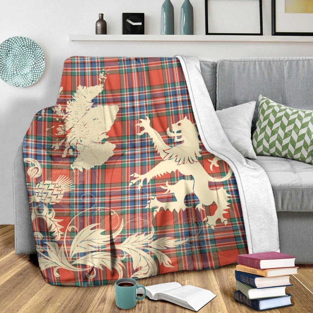 Tartan Blanket Macfarlane Ancient Tartan Scotland Lion Thistle Map Plaid Blanket