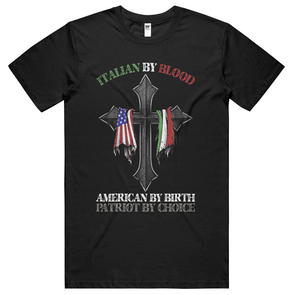 Italian By Blood America By Birth Cross T Shirts