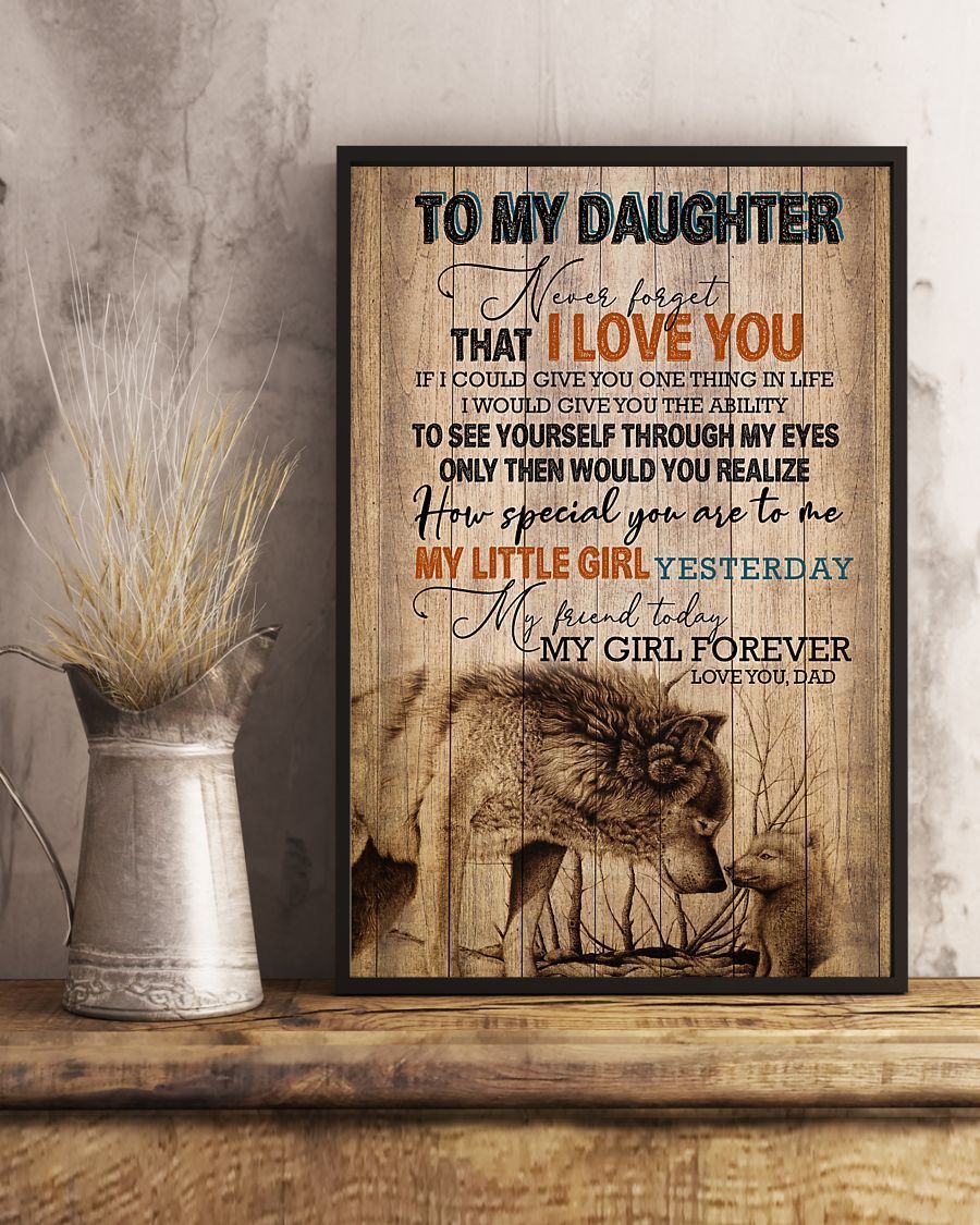 My Little Girl Yesterday Wolf Dad Gift For Daughter Vertical Poster ...