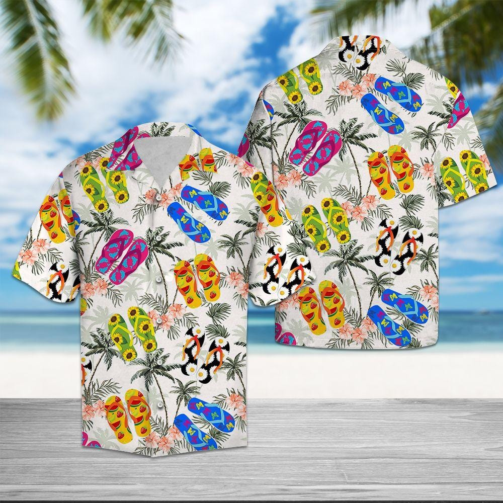 Colorful Flip Flop Summer For National Day Hawaii Aloha Shirts L Ha73460