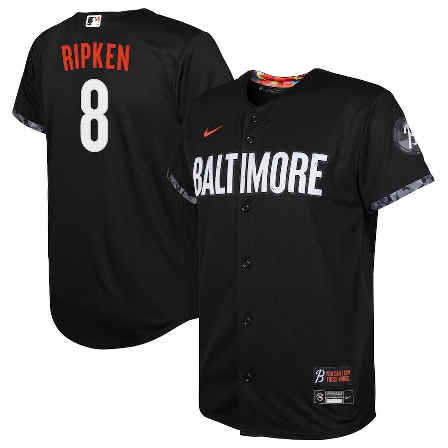 Cal Ripken 8 Baltimore Orioles Youth 2023 City Connect Jersey – Black