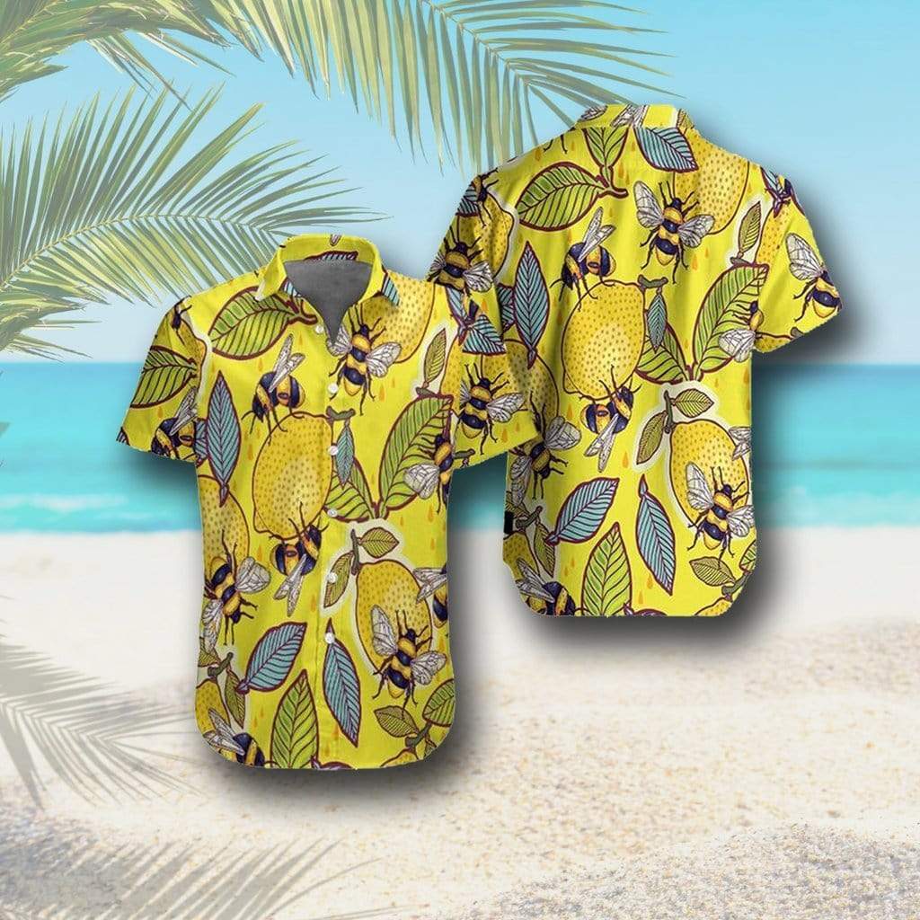 Bee And Lemon Yellow Summer Vibes Unisex Hawaiian Shirts